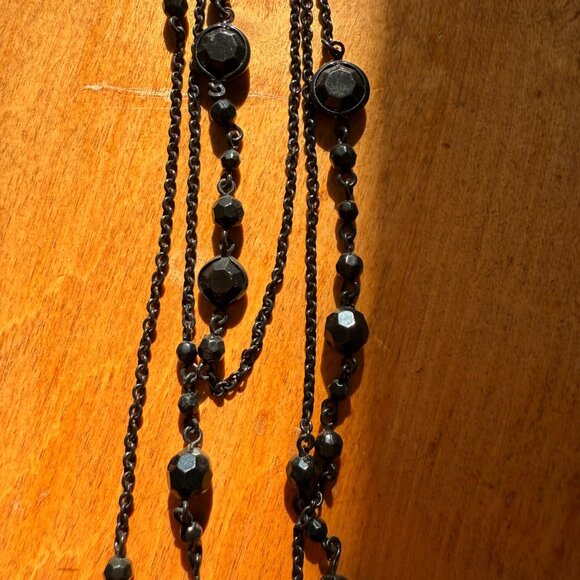 Vintage-style black chain with black faceted beads - Picture 4 of 8